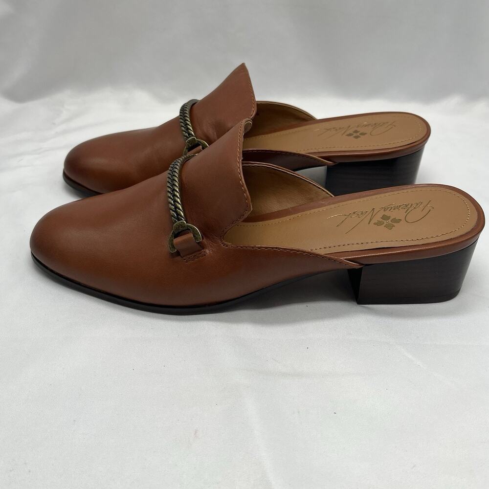 Patricia Nash Tilly Leather Mules New With Box Size 10 Chain horse bit detail - Picture 7 of 14